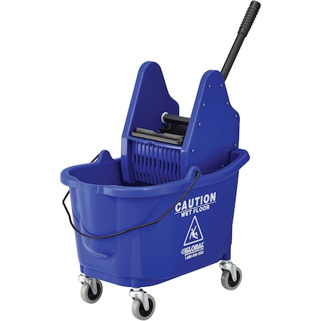 Global Industrial Mop Bucket and Wringer Combination, Blue, Plastic 260595BL